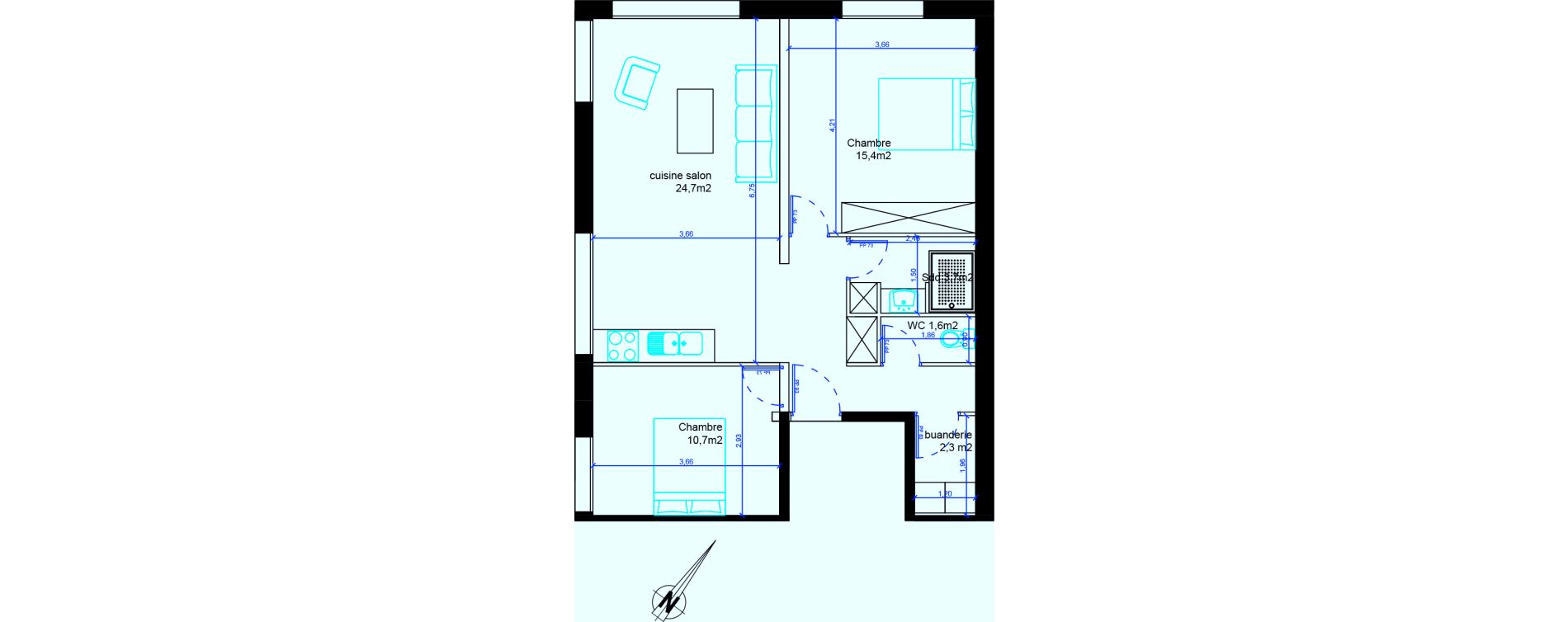 Appartement T3 de 65,10 m2 &agrave; Sartrouville Sartrouville la croix blanche