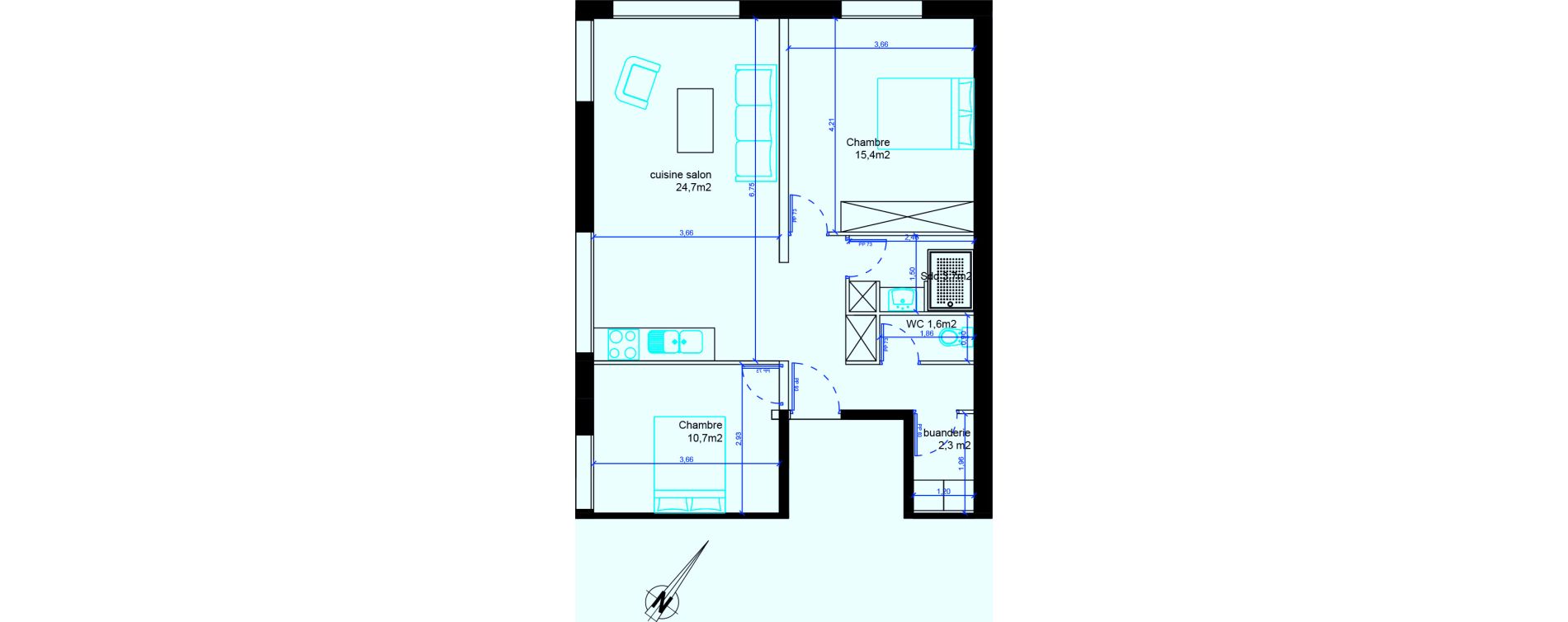 Appartement T3 de 65,10 m2 à Sartrouville Sartrouville la croix blanche