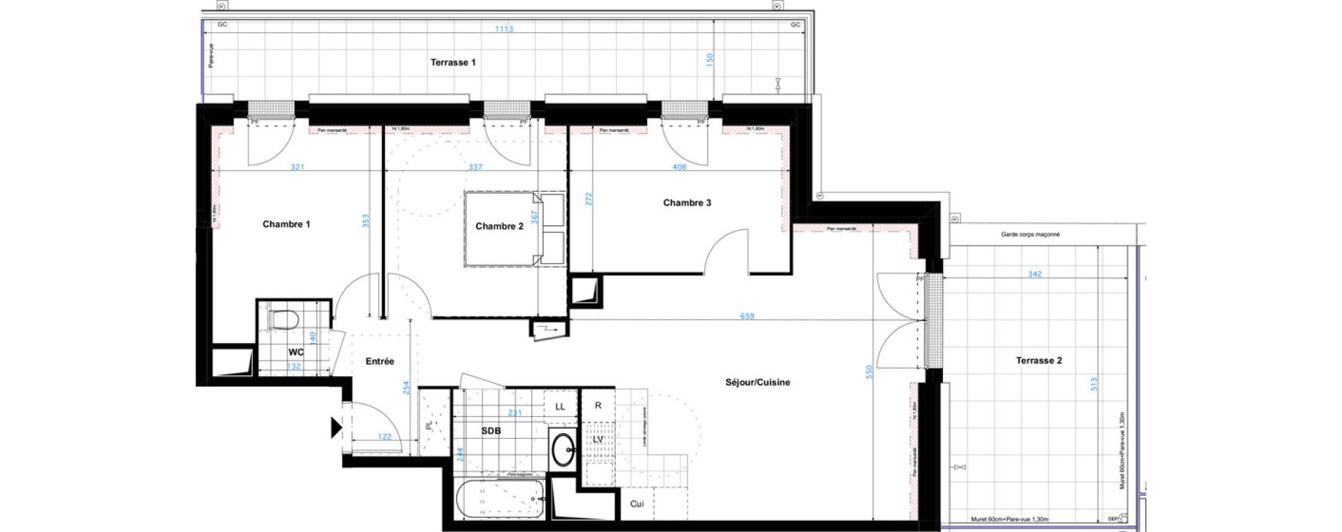 Appartement T4 de 79,60 m2 &agrave; Sartrouville Les champs thibaux