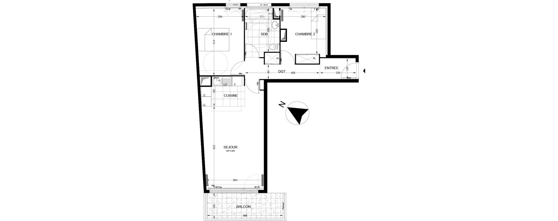 Appartement T3 de 59,59 m2 &agrave; Thiverval-Grignon Centre