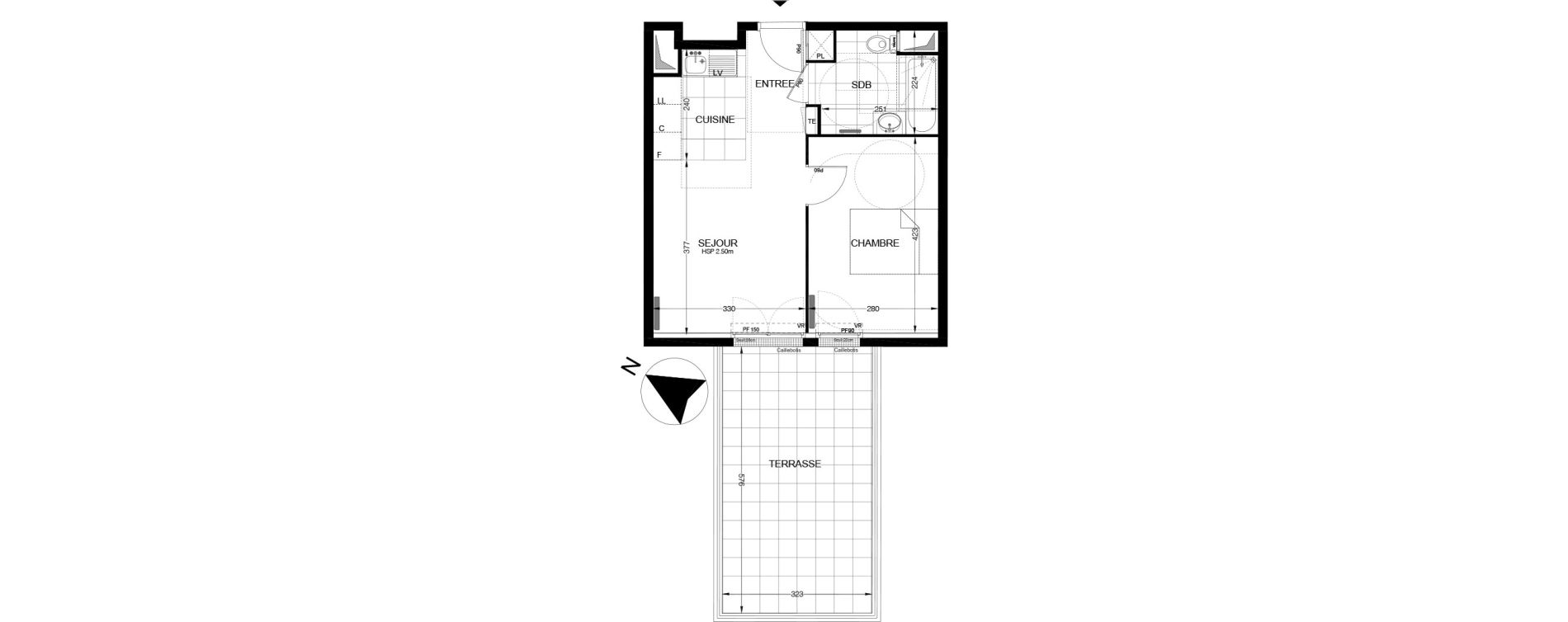 Appartement T2 de 37,74 m2 &agrave; Thiverval-Grignon Centre