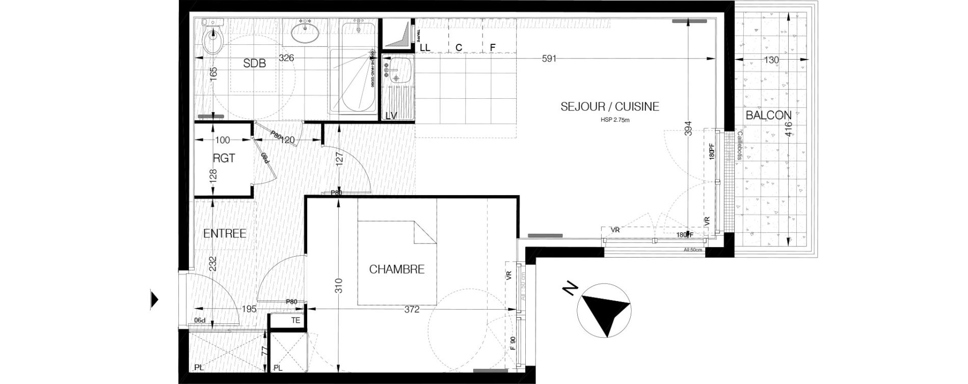 Appartement T2 de 48,47 m2 &agrave; Thiverval-Grignon Centre