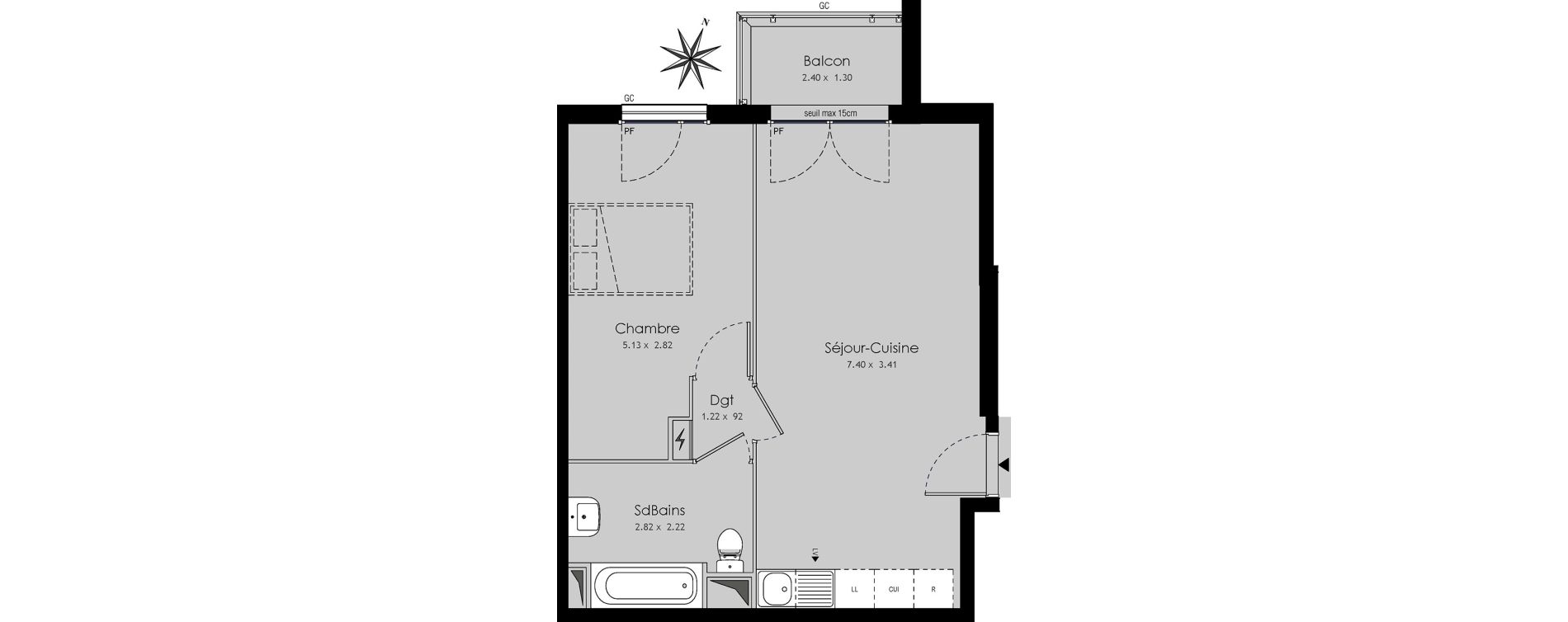 Appartement T2 de 44,58 m2 &agrave; Trappes Centre