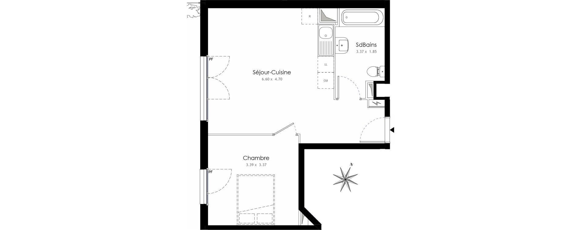 Appartement T2 de 42,16 m2 &agrave; Trappes Centre