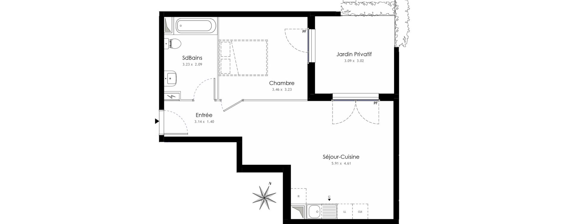 Appartement T2 de 44,50 m2 &agrave; Trappes Centre