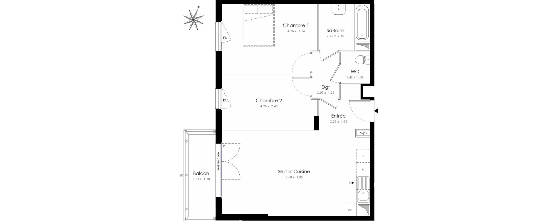 Appartement T3 de 60,09 m2 &agrave; Trappes Centre