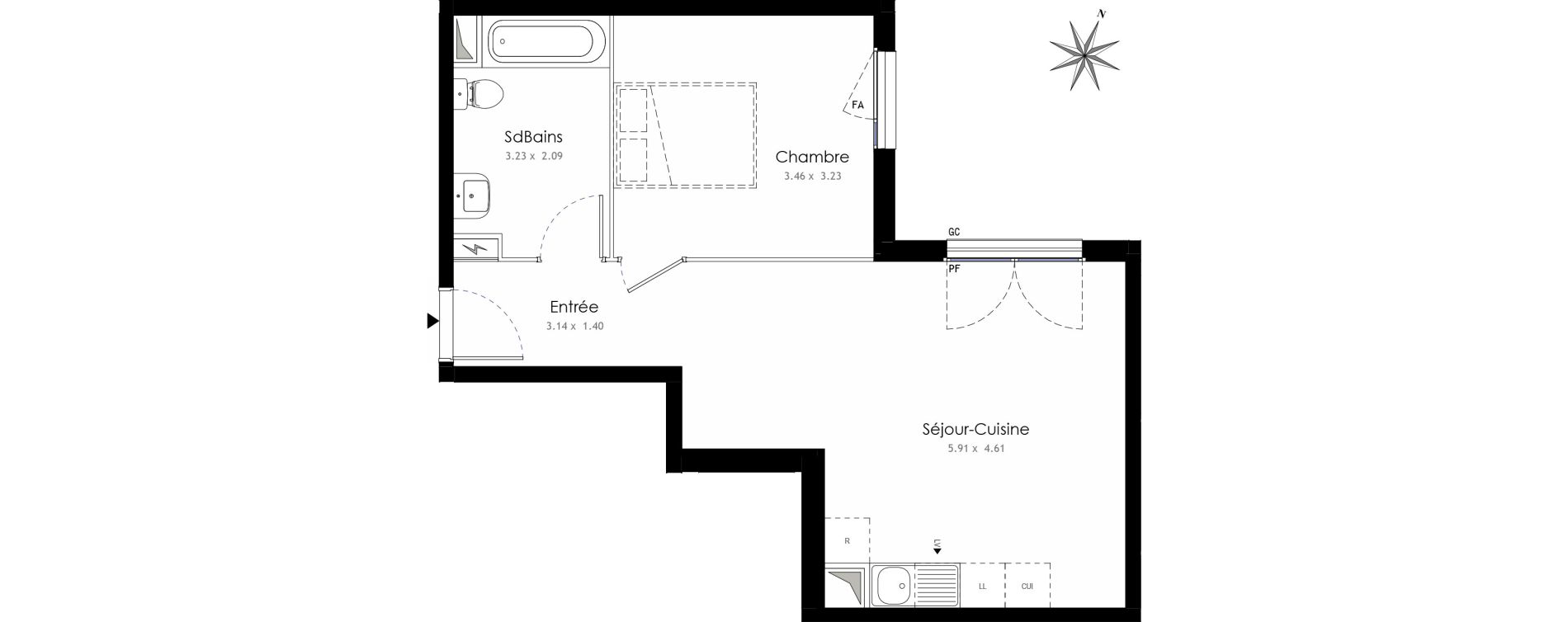 Appartement T2 de 44,50 m2 &agrave; Trappes Centre