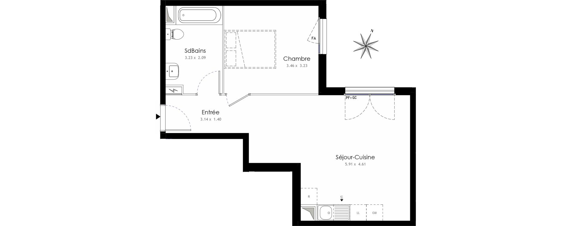 Appartement T2 de 44,50 m2 &agrave; Trappes Centre