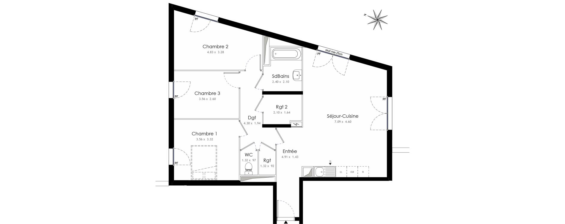 Appartement T4 de 86,22 m2 &agrave; Trappes Centre