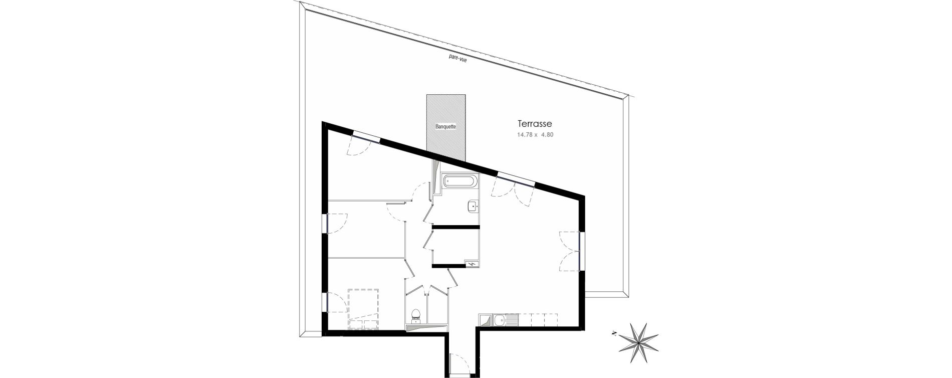 Appartement T4 de 86,22 m2 &agrave; Trappes Centre