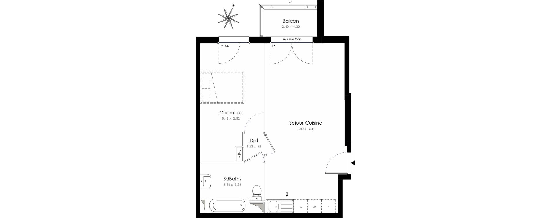 Appartement T2 de 44,58 m2 &agrave; Trappes Centre
