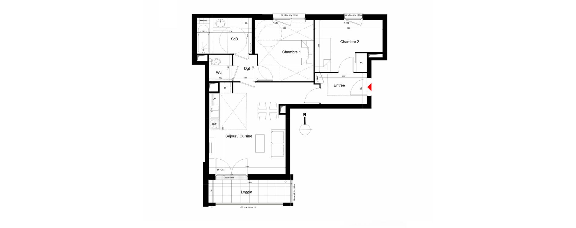 Appartement T3 de 59,82 m2 &agrave; Trappes Centre