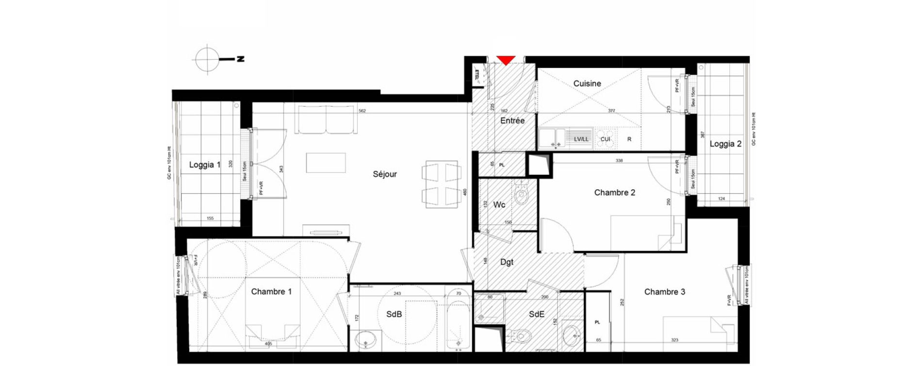 Appartement T4 de 81,59 m2 &agrave; Trappes Centre