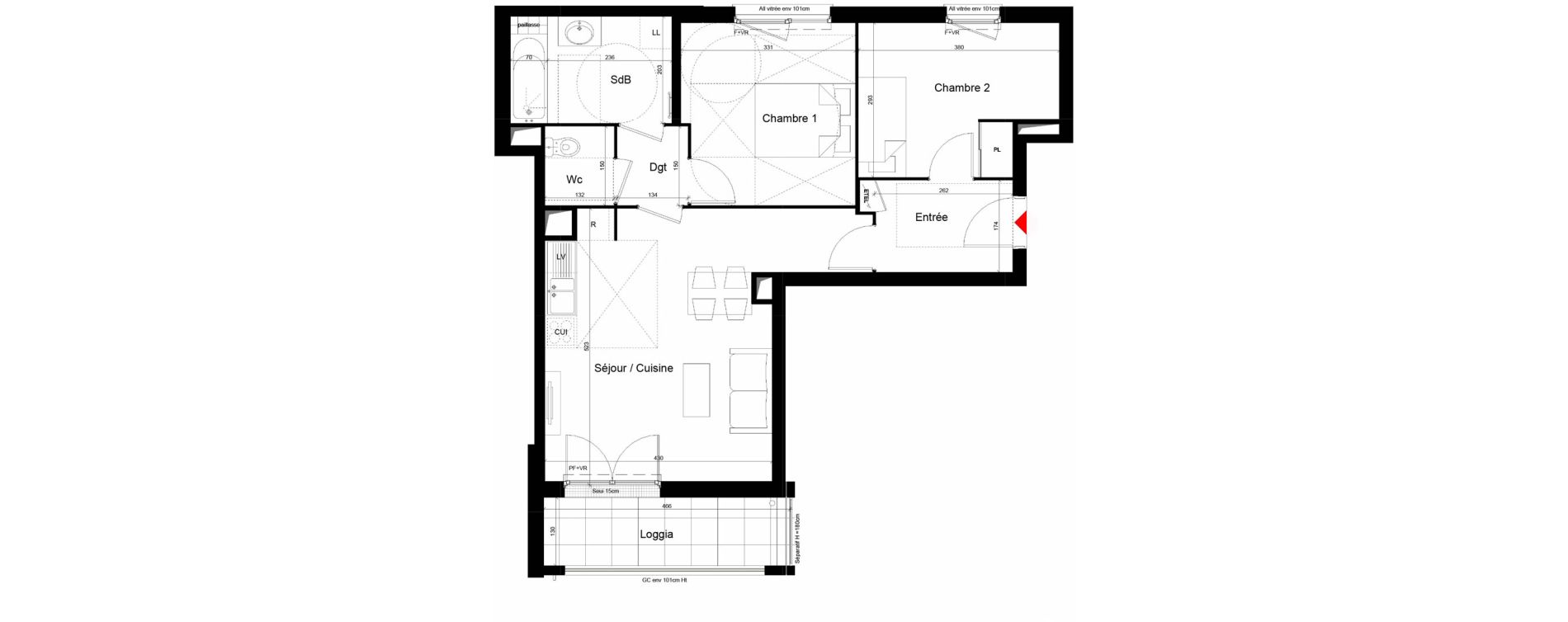 Appartement T3 de 59,83 m2 &agrave; Trappes Centre