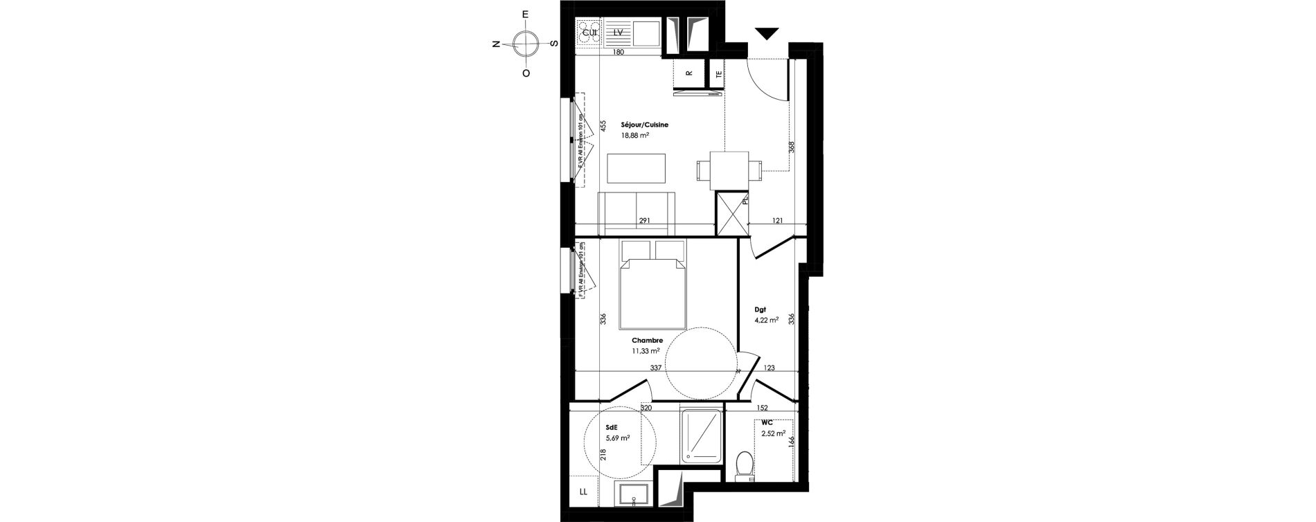 Appartement T2 de 42,64 m2 &agrave; Trappes Centre