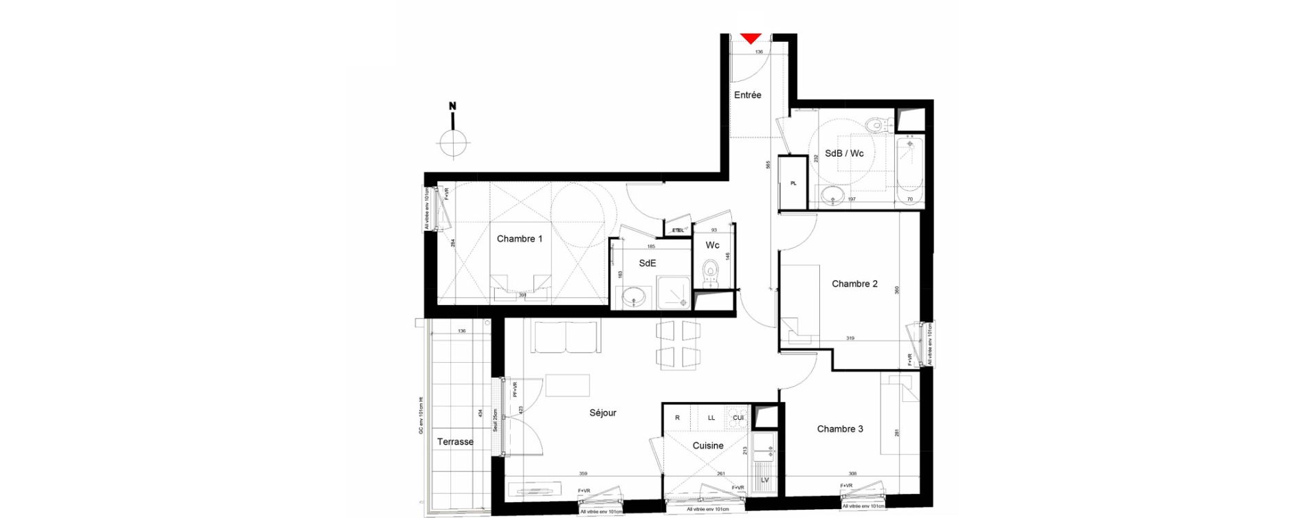 Appartement T4 de 78,42 m2 &agrave; Trappes Centre