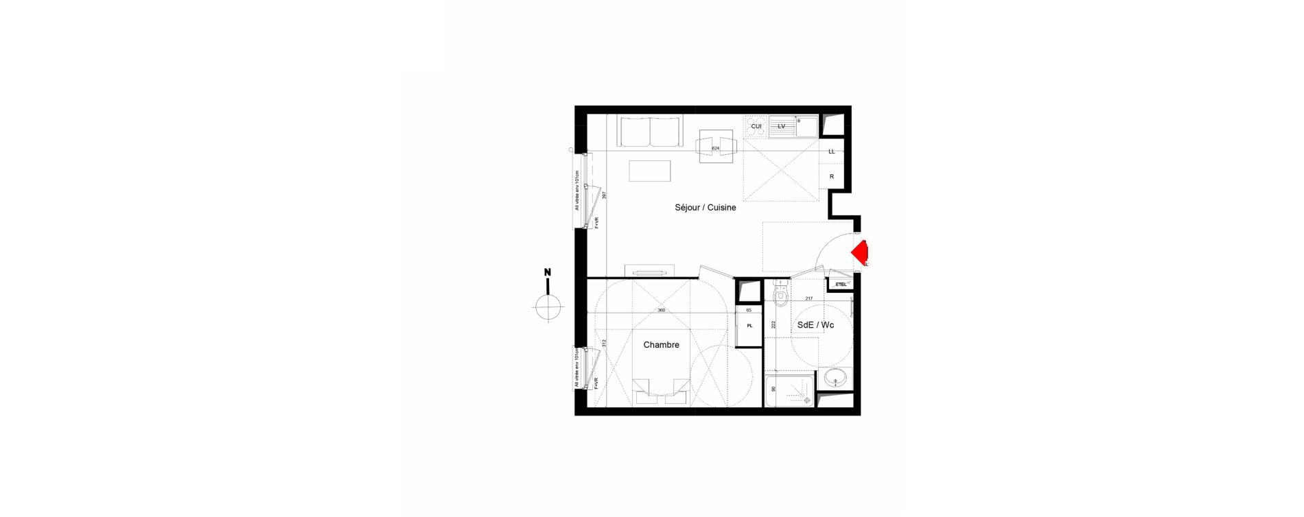 Appartement T2 de 43,38 m2 &agrave; Trappes Centre