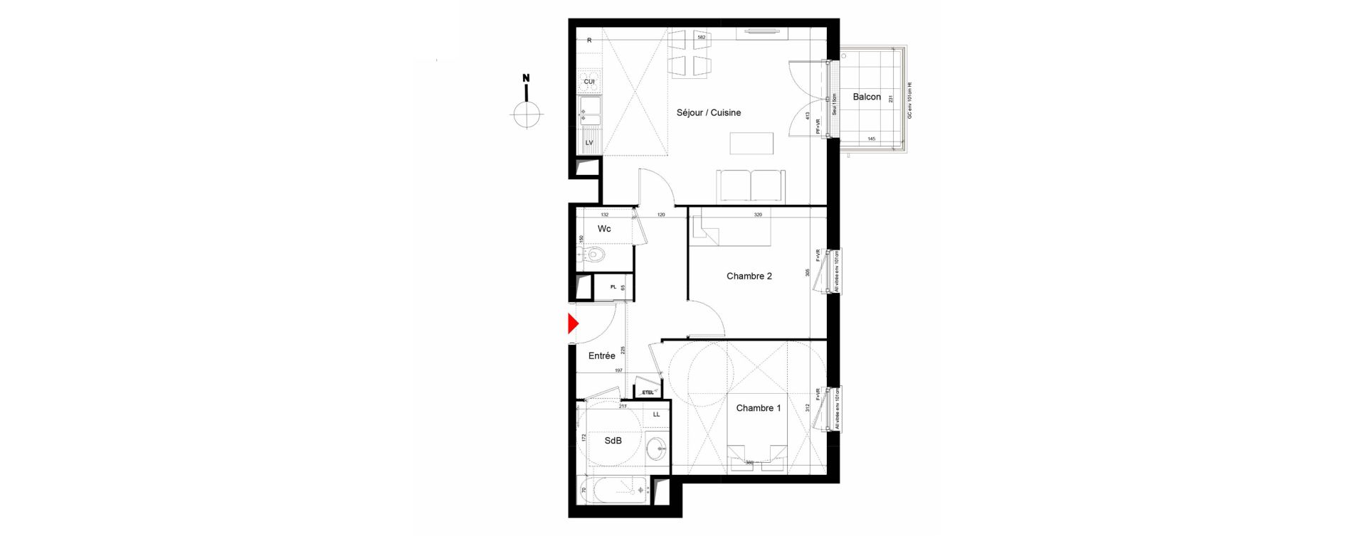 Appartement T3 de 59,46 m2 &agrave; Trappes Centre