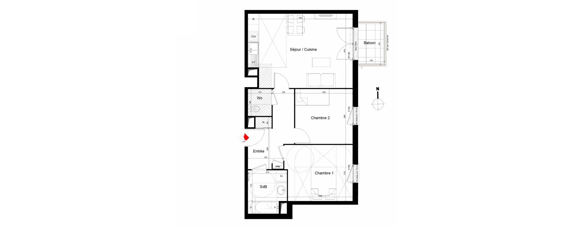 Appartement T3 de 59,46 m2 &agrave; Trappes Centre