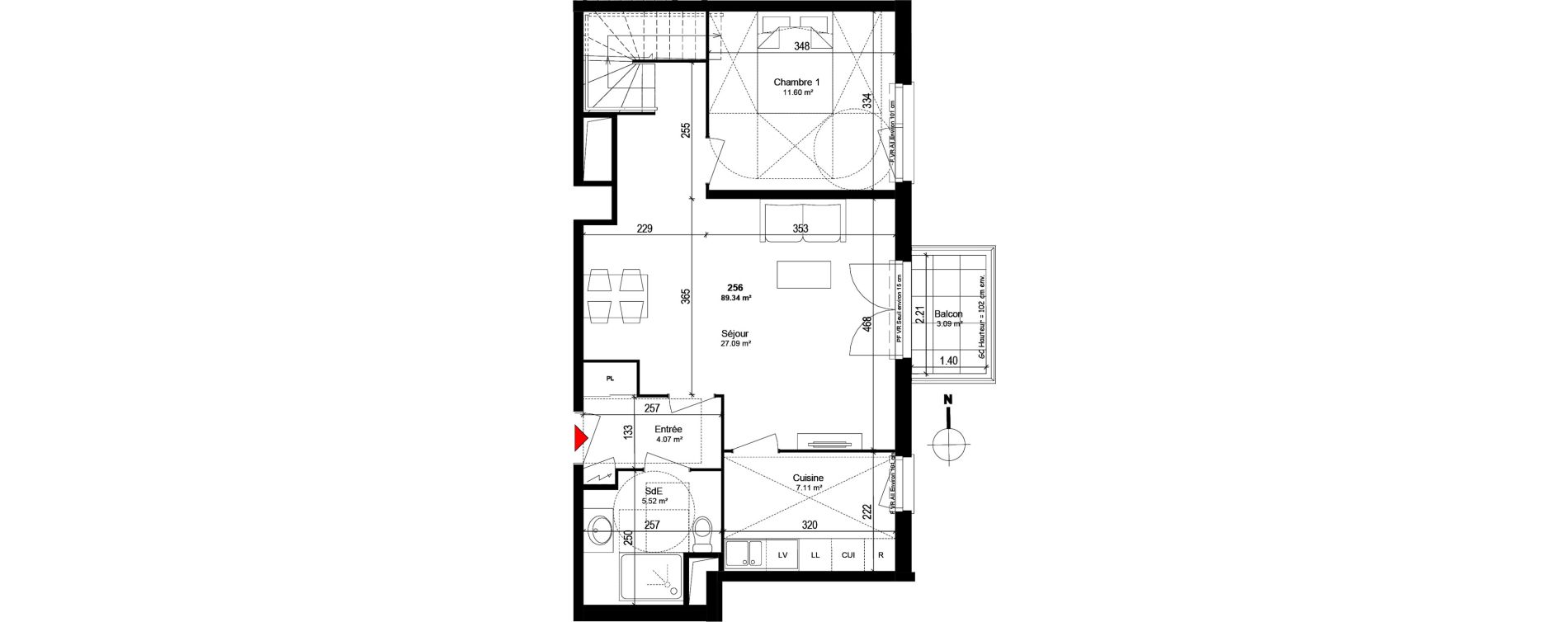 Appartement T4 de 89,34 m2 &agrave; Trappes Centre
