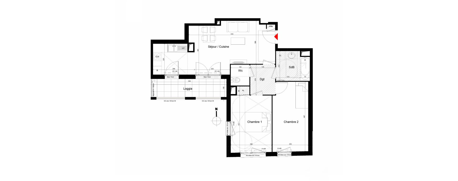 Appartement T3 de 61,00 m2 &agrave; Trappes Centre