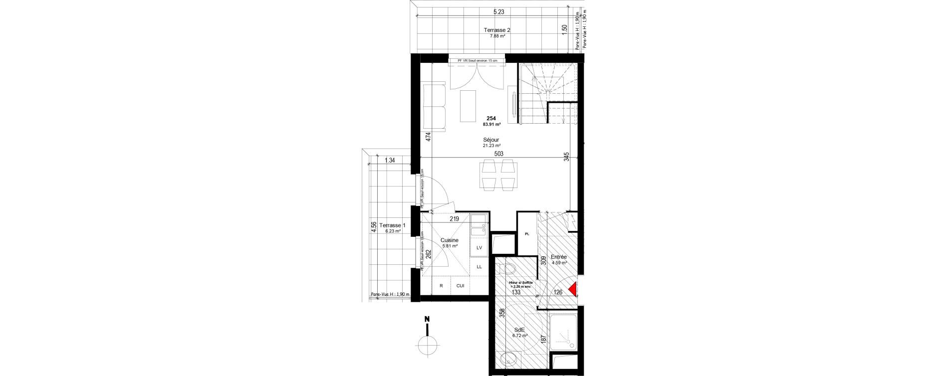 Appartement T4 de 83,91 m2 &agrave; Trappes Centre