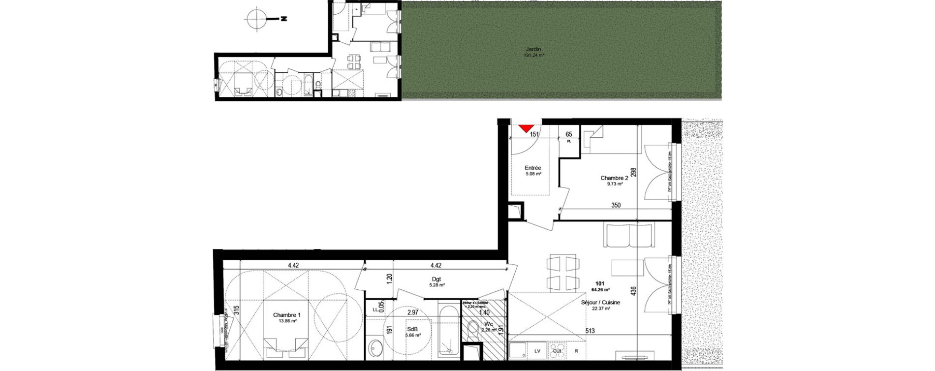 Appartement T3 de 64,26 m2 &agrave; Trappes Centre