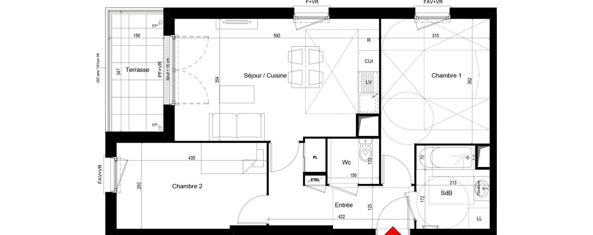 Appartement T3 de 57,36 m2 &agrave; Trappes Centre