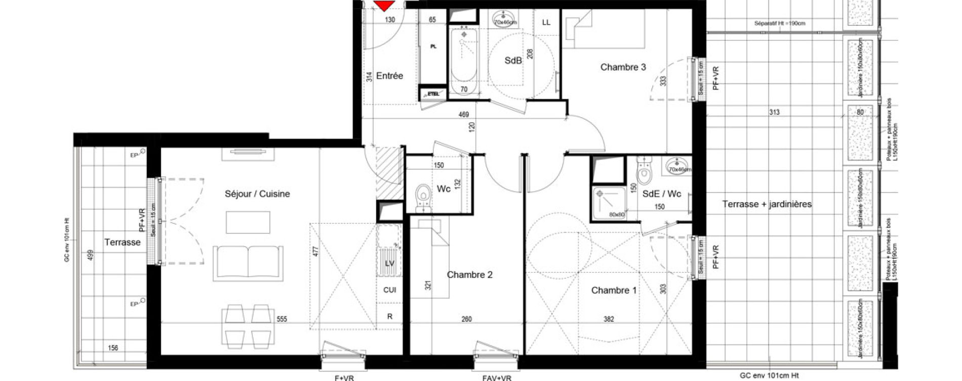Appartement T4 de 78,95 m2 &agrave; Trappes Centre