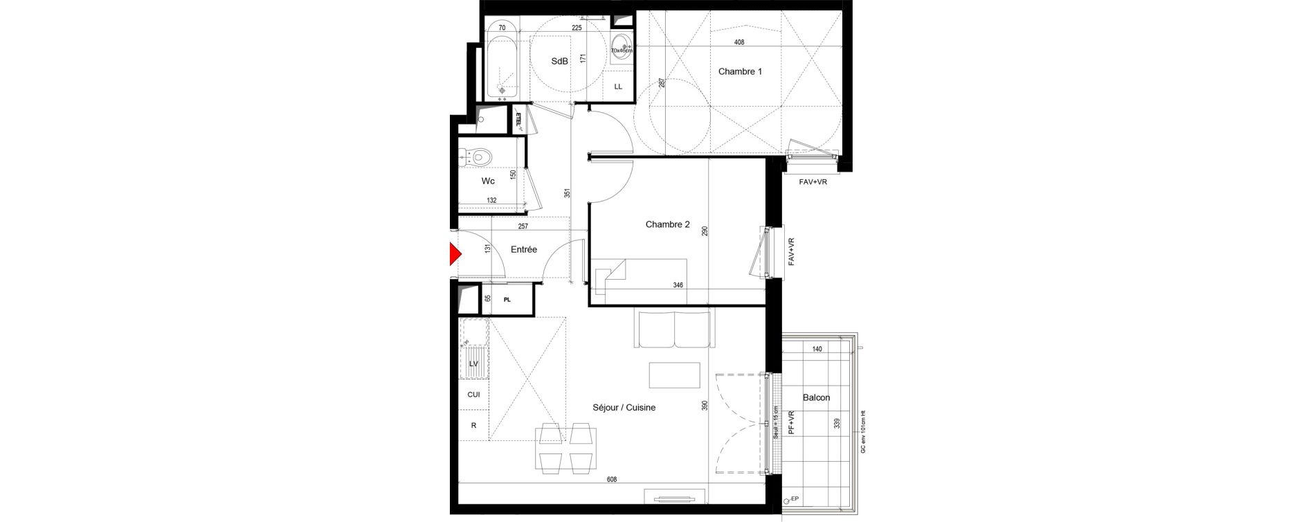 Appartement T3 de 60,10 m2 &agrave; Trappes Centre