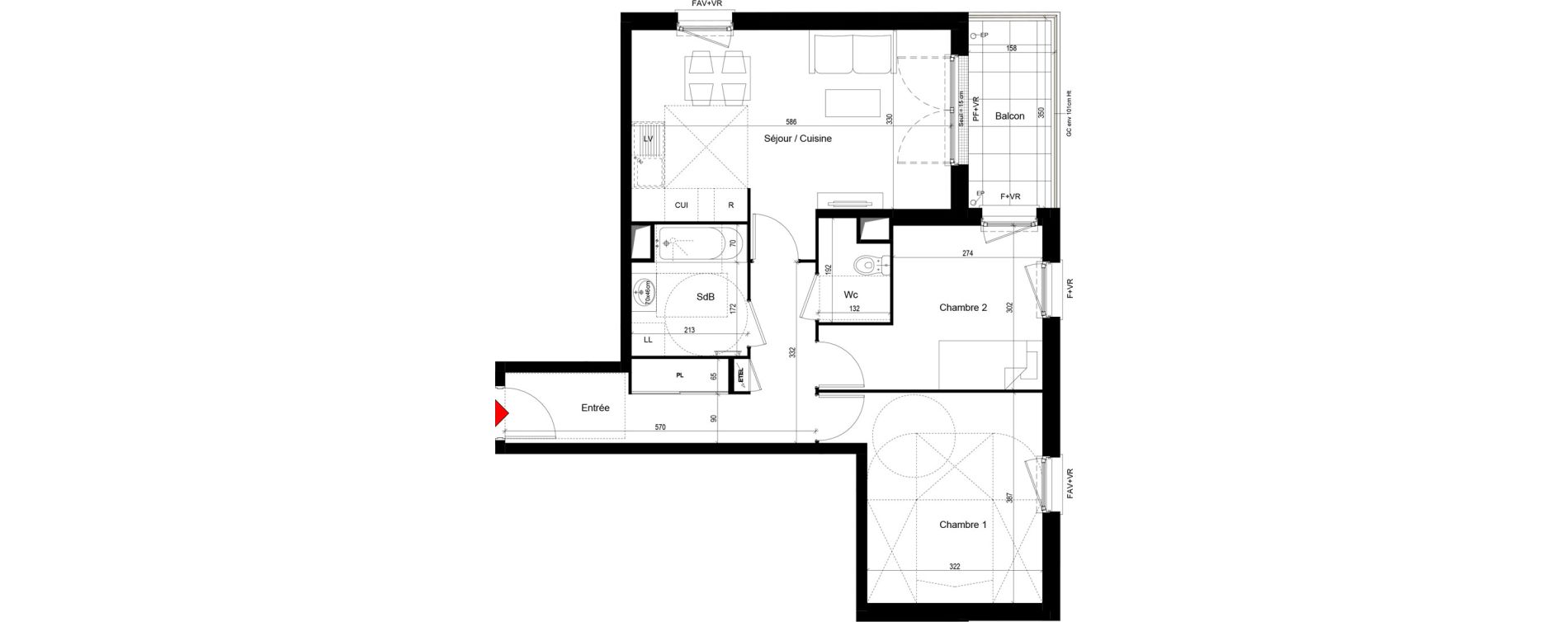 Appartement T3 de 61,28 m2 &agrave; Trappes Centre