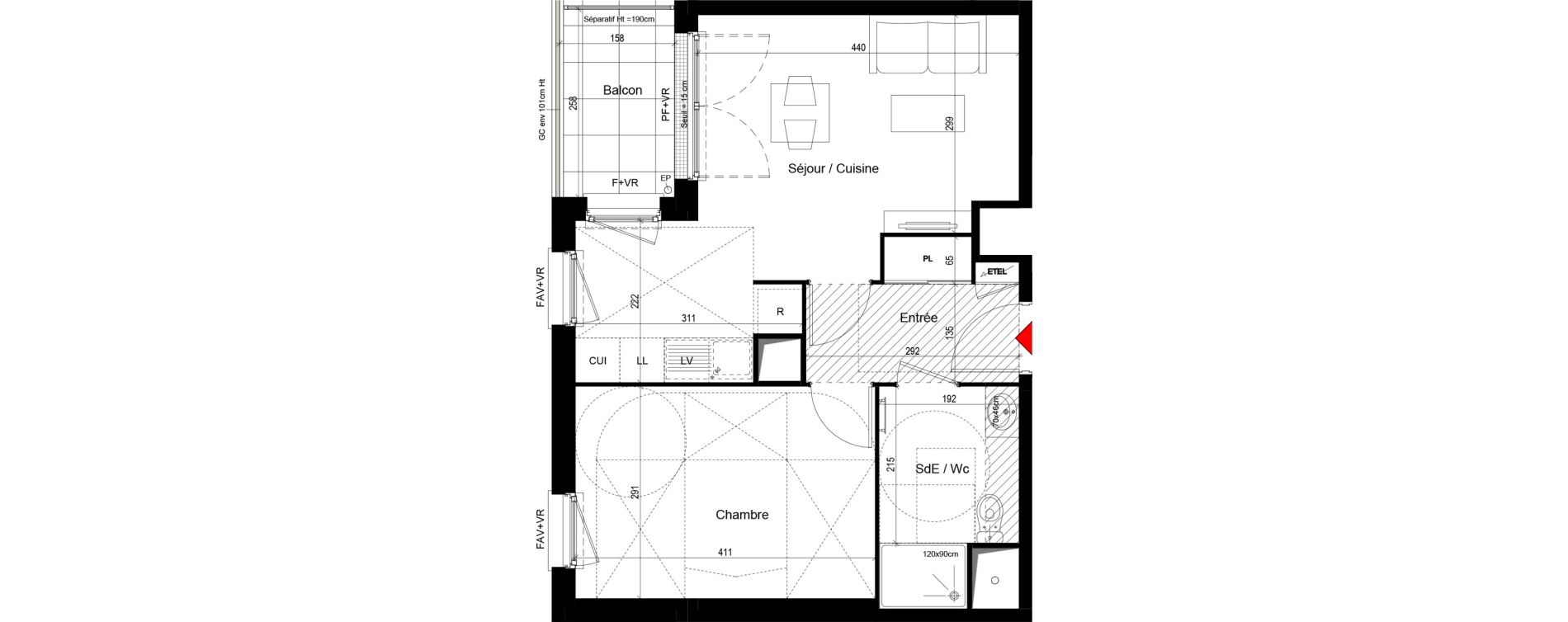 Appartement T2 de 41,64 m2 &agrave; Trappes Centre