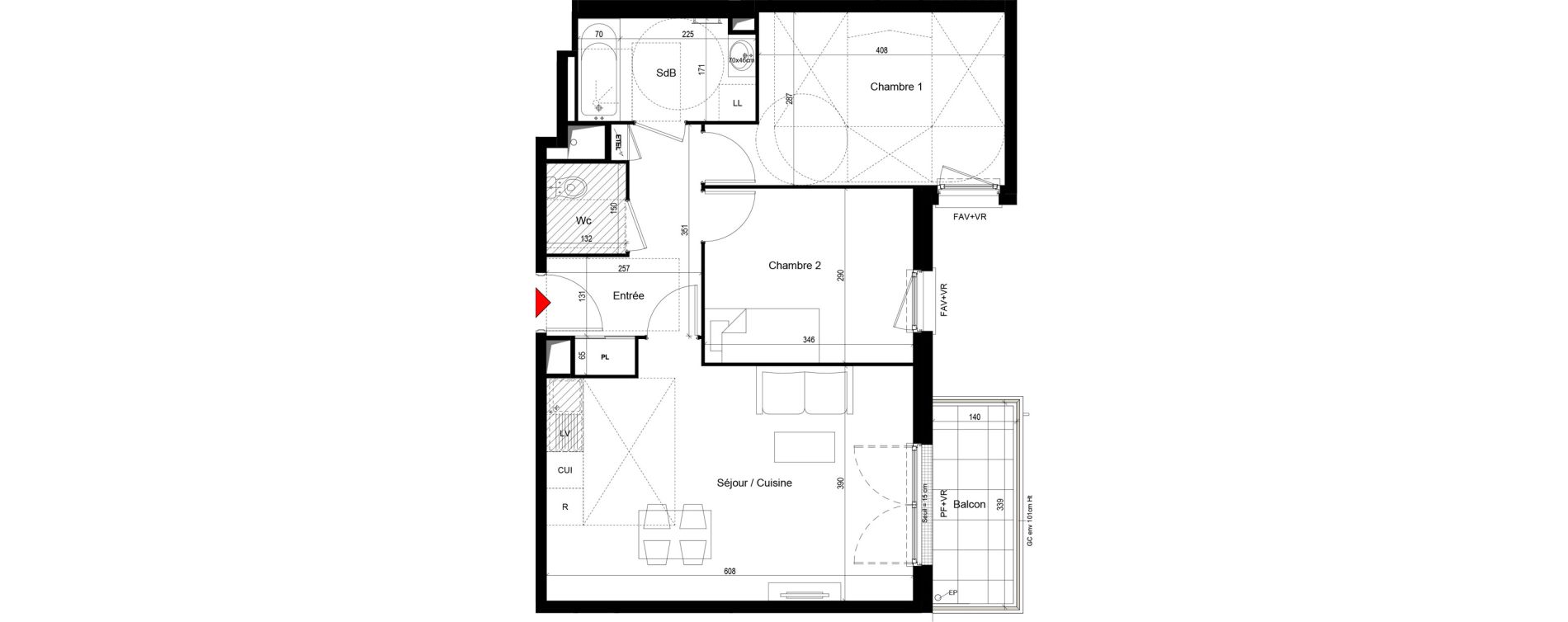 Appartement T3 de 60,11 m2 &agrave; Trappes Centre