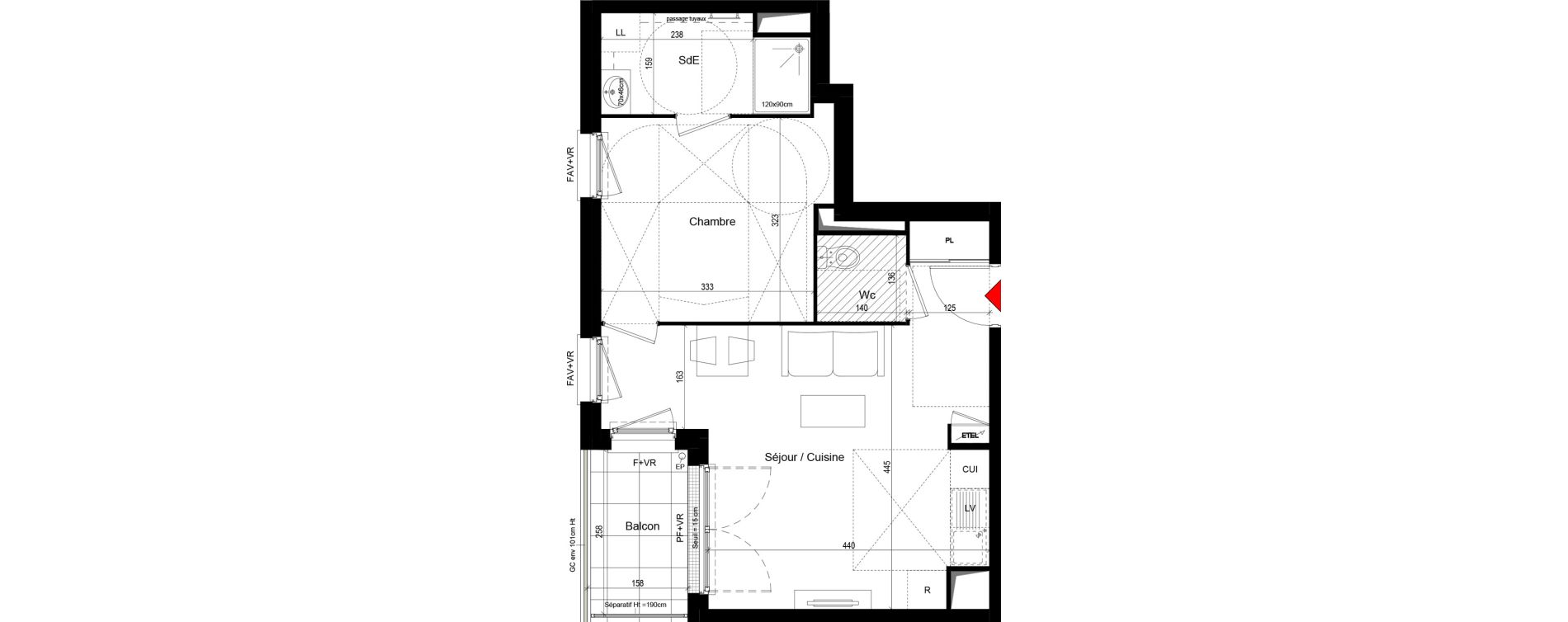 Appartement T2 de 41,58 m2 &agrave; Trappes Centre