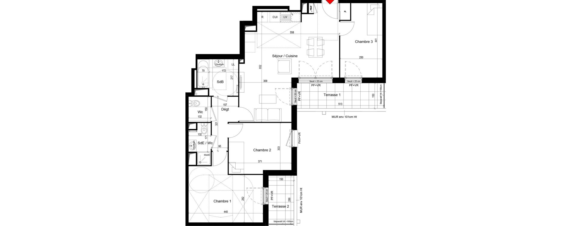Appartement T4 de 79,79 m2 &agrave; Trappes Centre