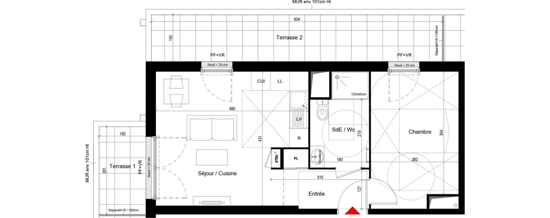 Appartement T2 de 40,51 m2 &agrave; Trappes Centre