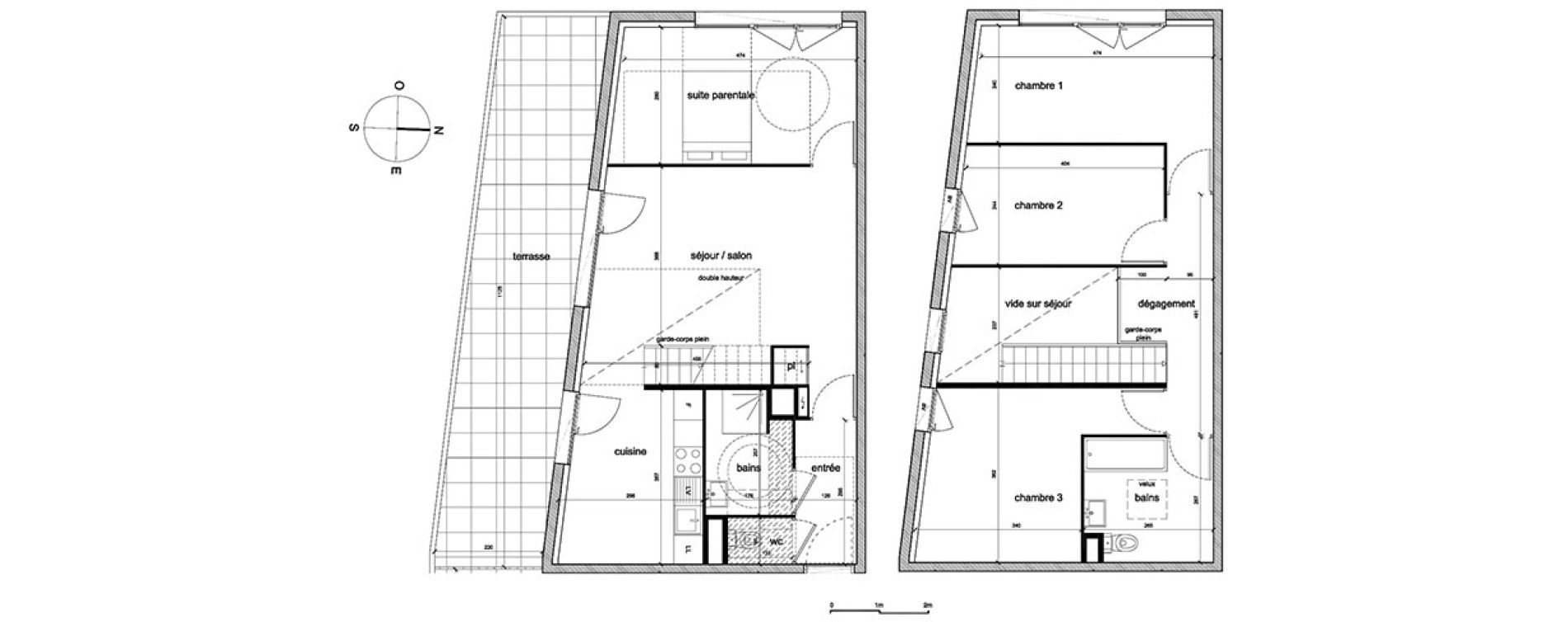 Duplex T5 de 104,05 m2 &agrave; Trappes Sand - pergaud - verlaine - aerostat