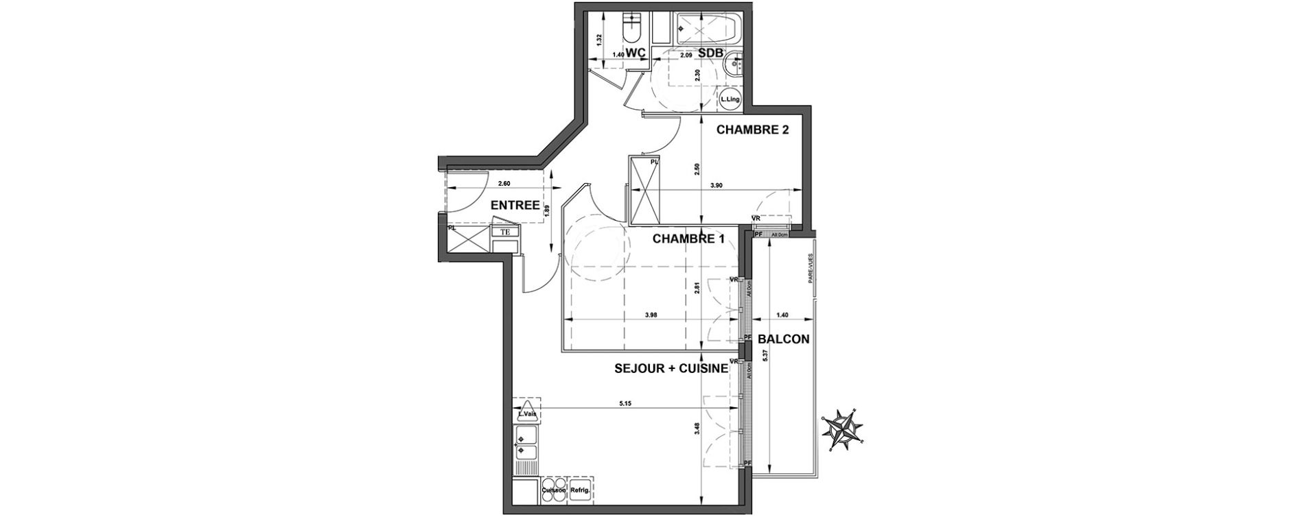 Appartement T3 de 56,50 m2 &agrave; Trappes Jaures - gare