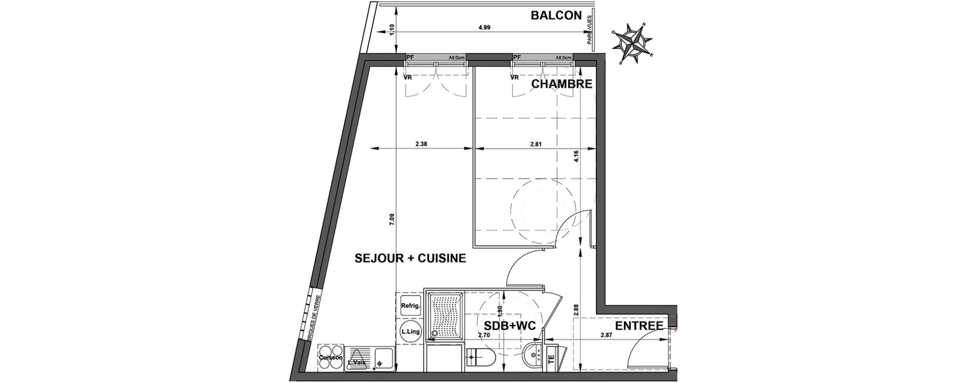 Appartement T2 de 43,25 m2 &agrave; Trappes Jaures - gare