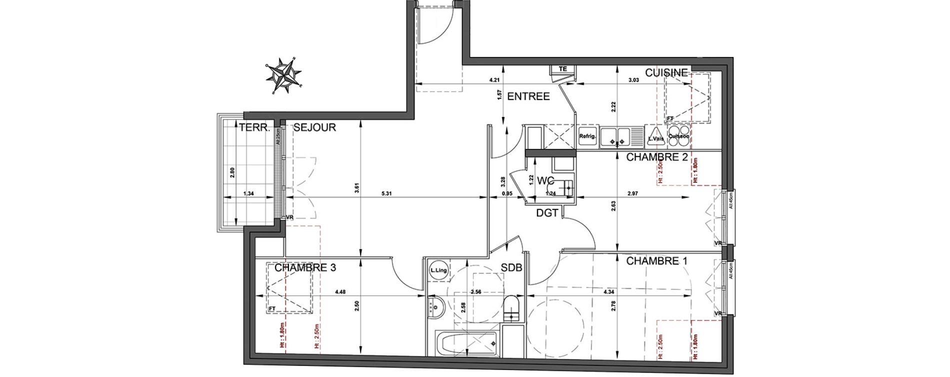 Appartement T4 de 78,90 m2 &agrave; Trappes Jaures - gare