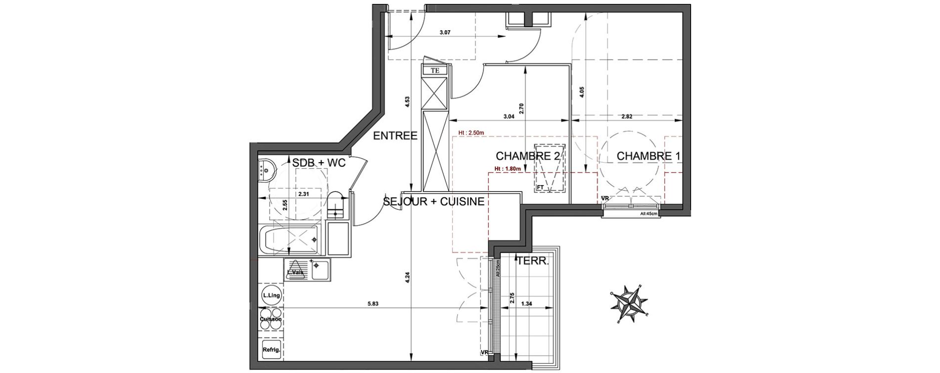 Appartement T3 de 59,50 m2 &agrave; Trappes Jaures - gare