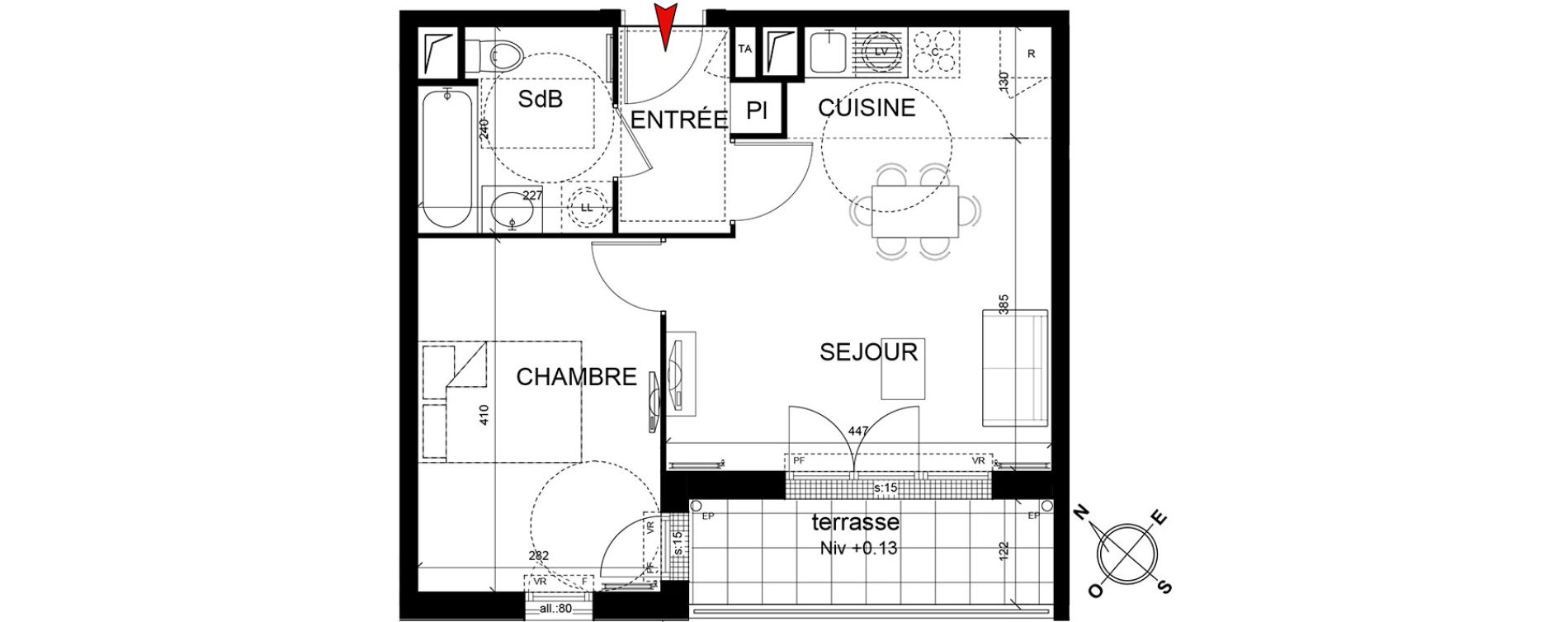 Appartement T2 de 40,17 m2 &agrave; Trappes Centre