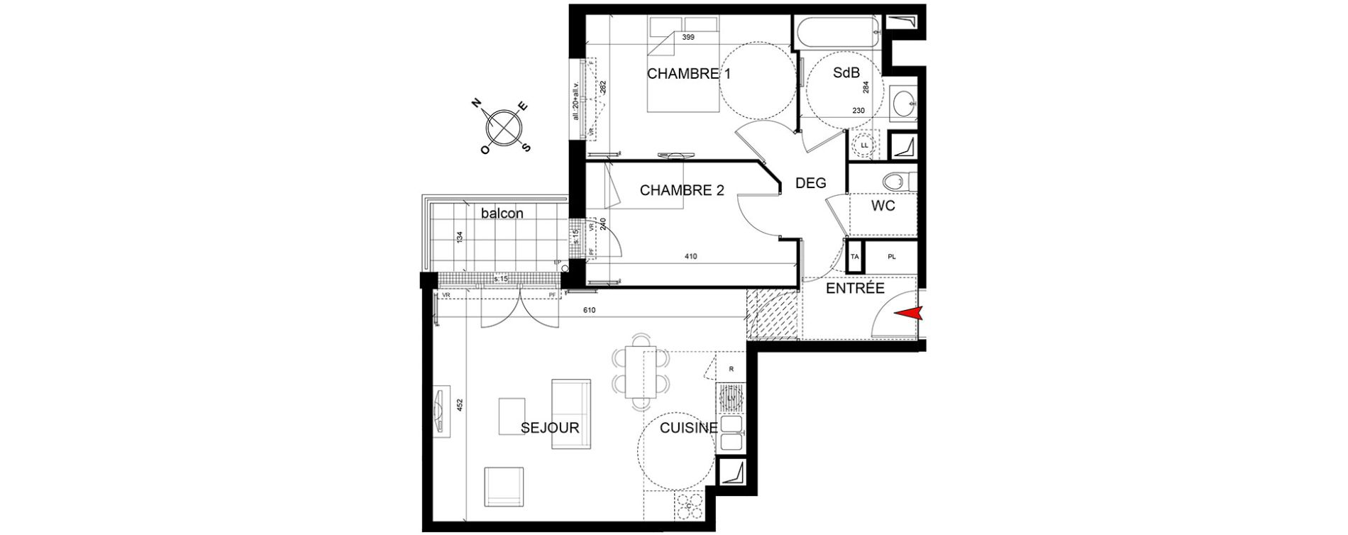 Appartement T3 de 61,69 m2 &agrave; Trappes Centre