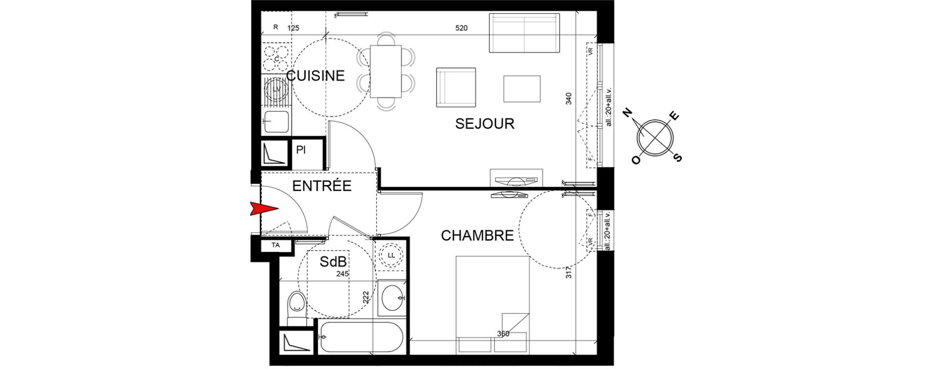 Appartement T2 de 40,33 m2 &agrave; Trappes Centre