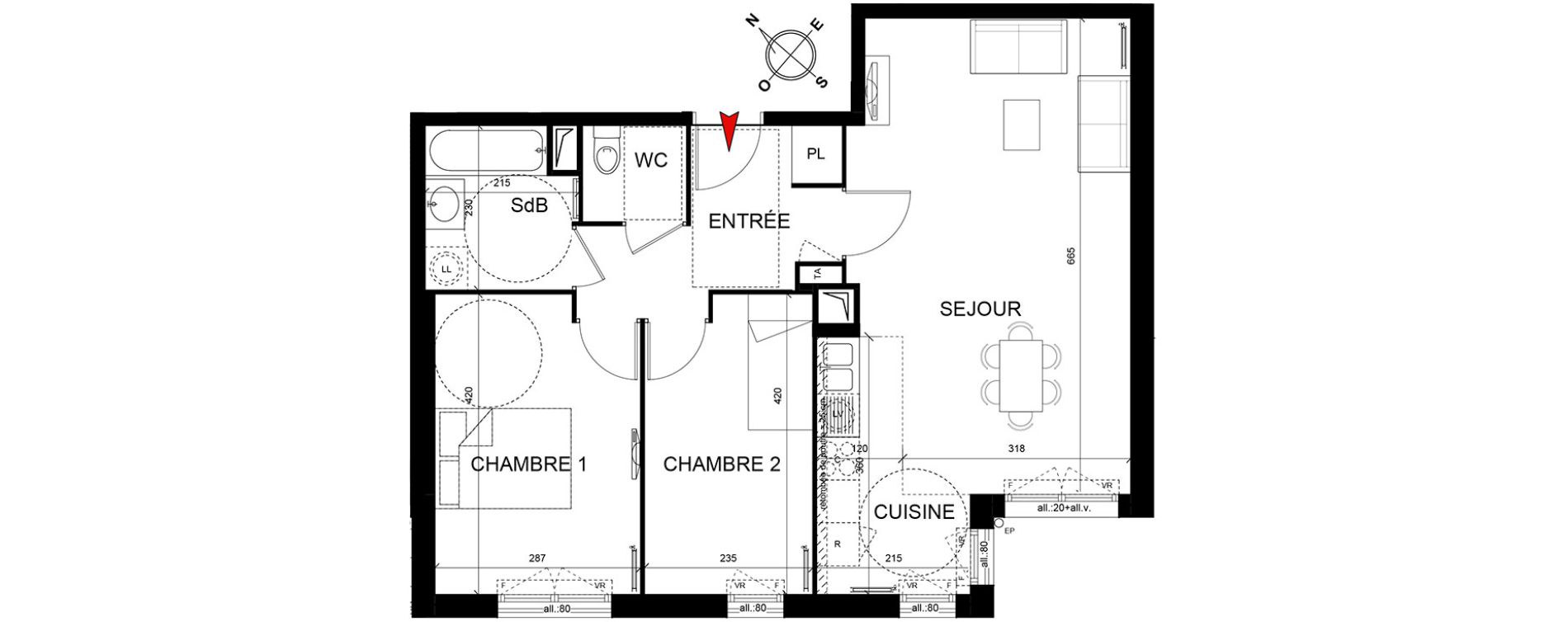 Appartement T3 de 64,25 m2 &agrave; Trappes Centre