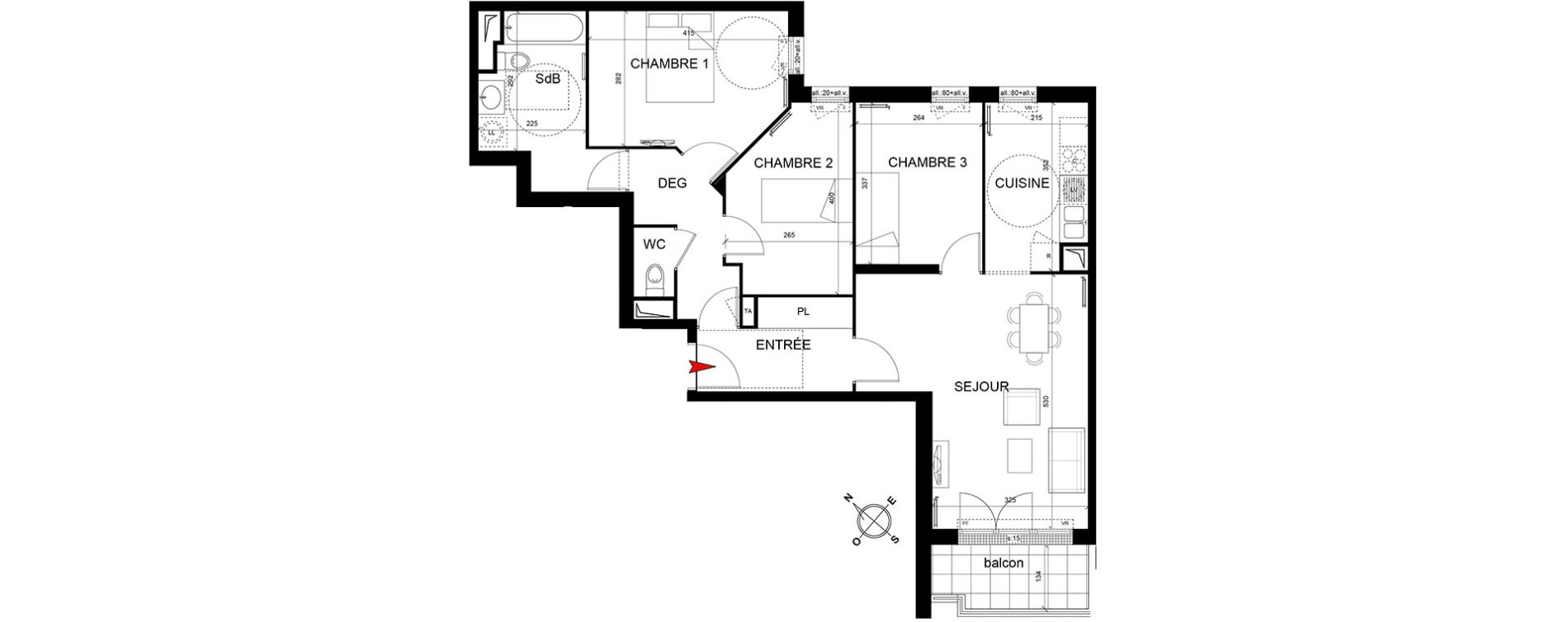 Appartement T4 de 77,46 m2 &agrave; Trappes Centre