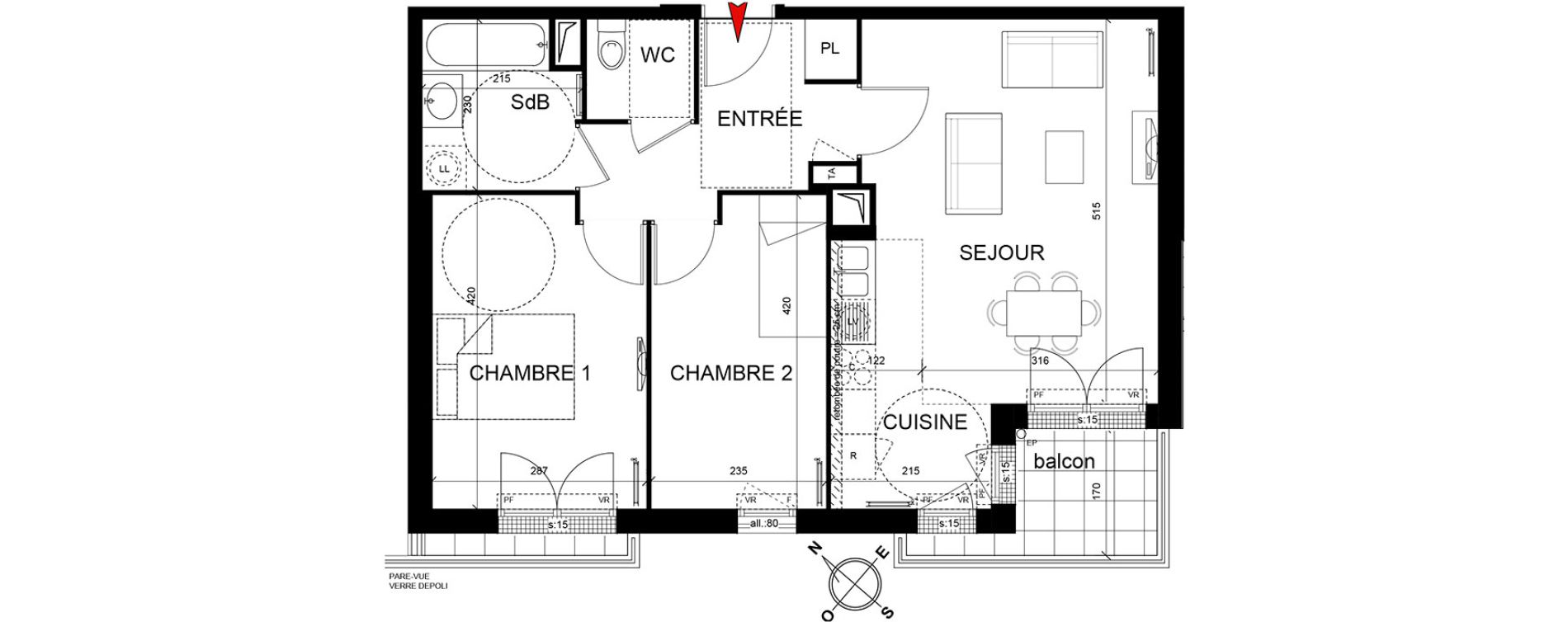 Appartement T3 de 58,53 m2 &agrave; Trappes Centre