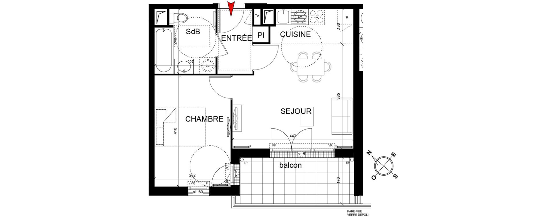 Appartement T2 de 40,17 m2 &agrave; Trappes Centre