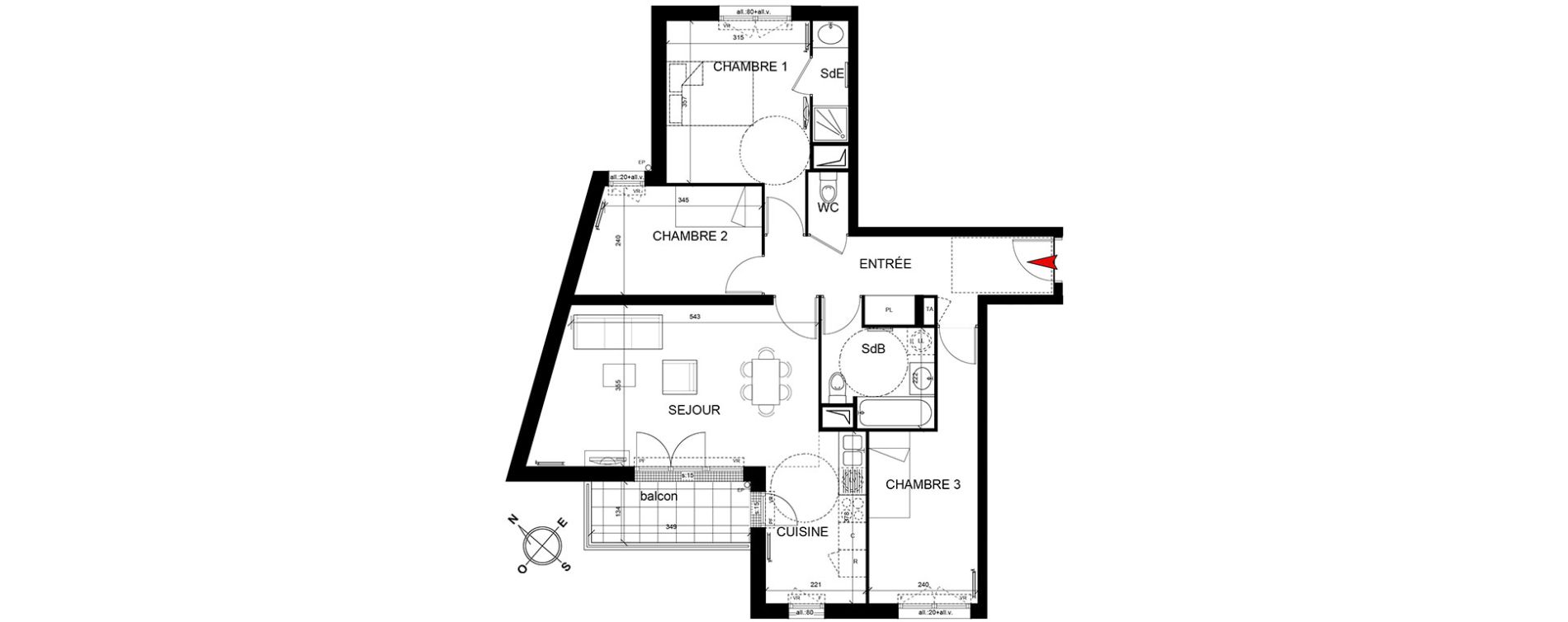 Appartement T4 de 78,63 m2 &agrave; Trappes Centre