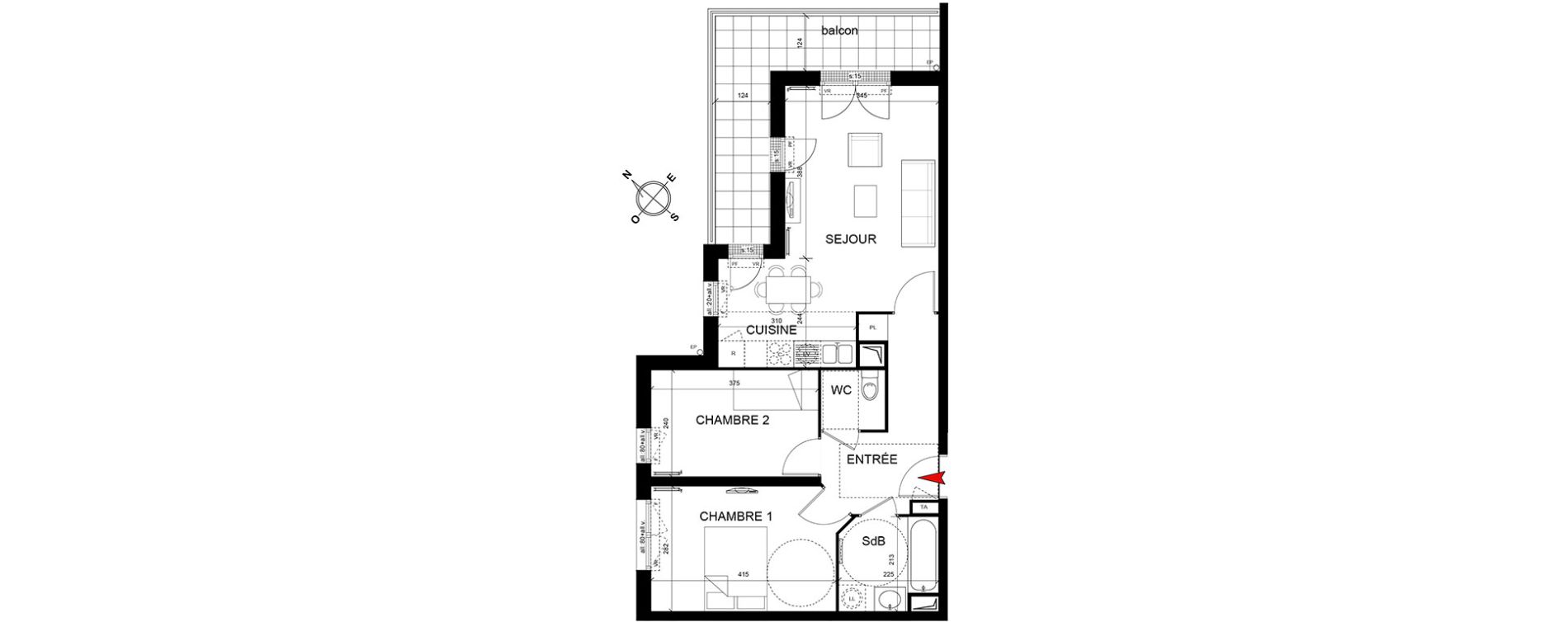 Appartement T3 de 58,06 m2 &agrave; Trappes Centre